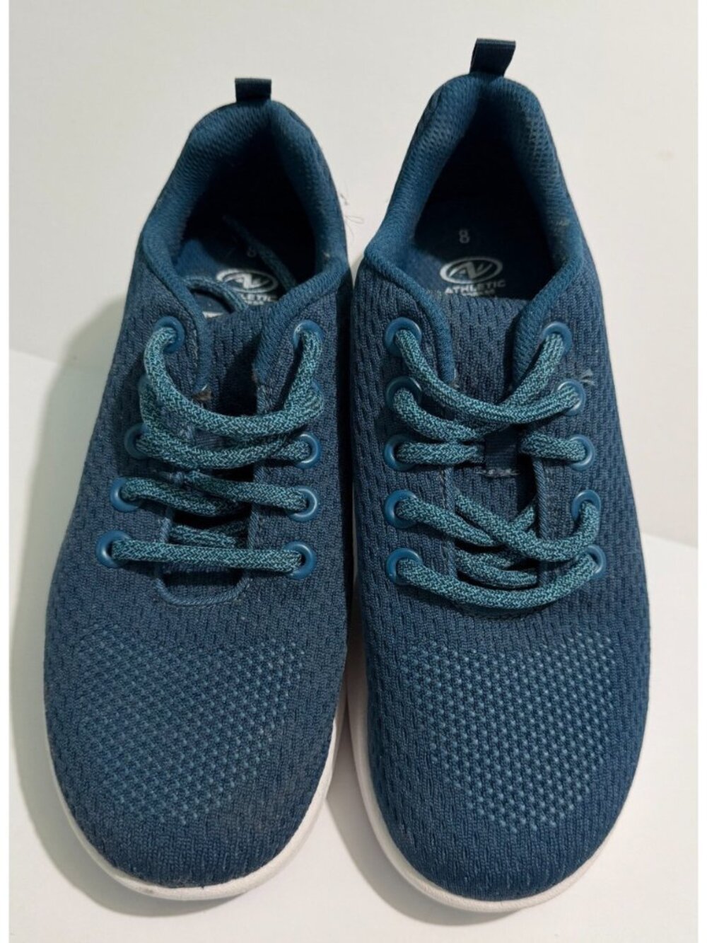 Athletic Works Womens Size 8 Memory Foam Tennis Shoes Teal Blue Lace Up